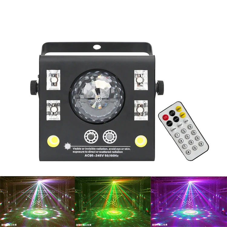 Aluminum Alloy Kaleidoscope 4 in 1 Laser Crystal Magical Ball Light UV Strobe DJ Disco Projector