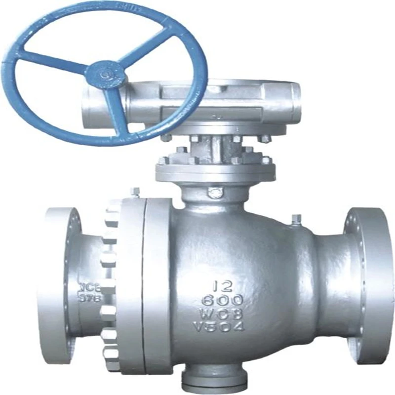 API 6D Class 600 12 Inch WCB Casting Carbon Steel Fixed Ball Straightway Type Flange Ends Ball Valve With Turbine Head