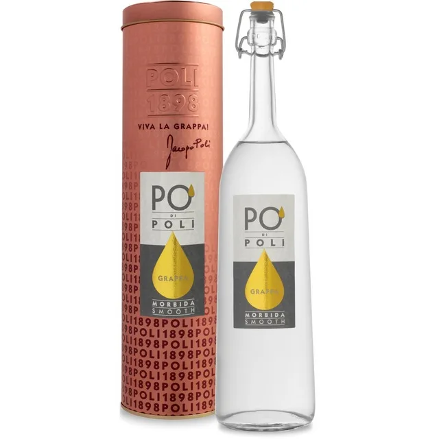 Premium Quality Made in Italy Grappa PO Morbida - 700ml Smooth digestive alcoholic beverage with nice package