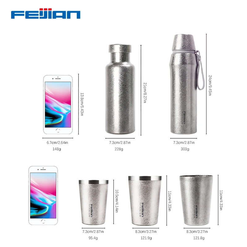 Customize Titanium Silver Water Cup with Diamond Surface 400 ml Pure Titanium Vacuum Luxury Ultralight Bactericidal for Gift