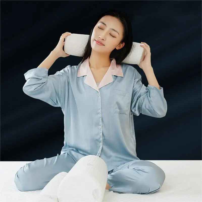 Cervical Neck Roll Memory Foam Pillow Bolster Pillow Round Neck Pillows Support for Sleeping