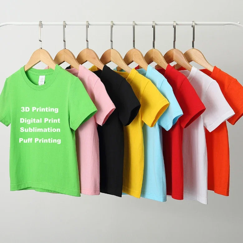 200gsm 100% Cotton Dtg Custom Logo T Shirt Boys Tshirts T-shirt Printing Plain Baby Kids T Shirt  Tshirt Blanks Kids TShirt