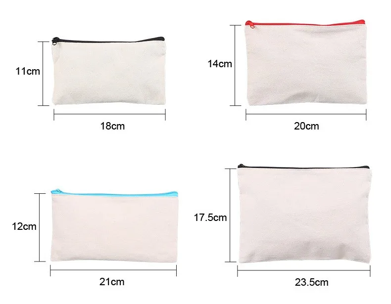 DIY Blank Fabric Blank Canvas Zipper Pouch Craft Pen Bag Multi-purpose Cosmetic Bag To Store Personal Belongings For Travel