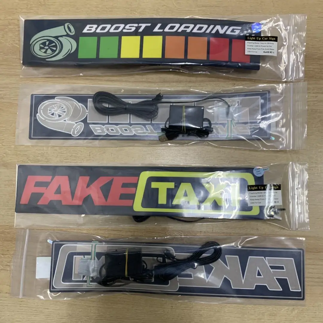 Hot selling customer logo flashing car sticker glowing car sign USB Charge toyo ta allion Window Stickers JDM Glow Panel