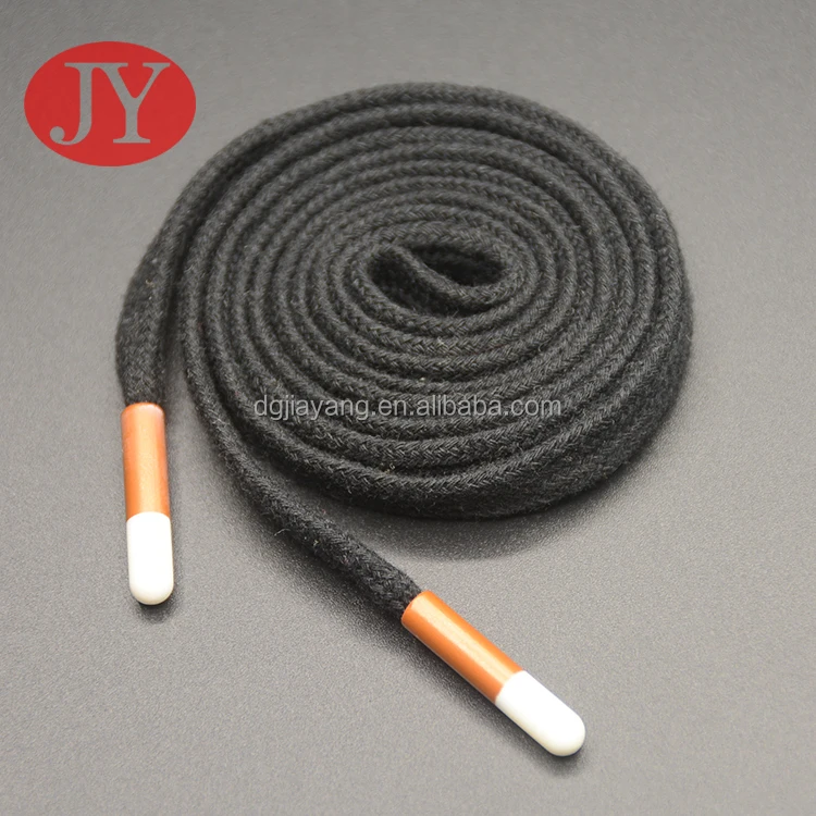 flat polyester rope with plastic aglet tipping for shoelace hoodies drawstring rope cord aglet ends sport pants waist rope