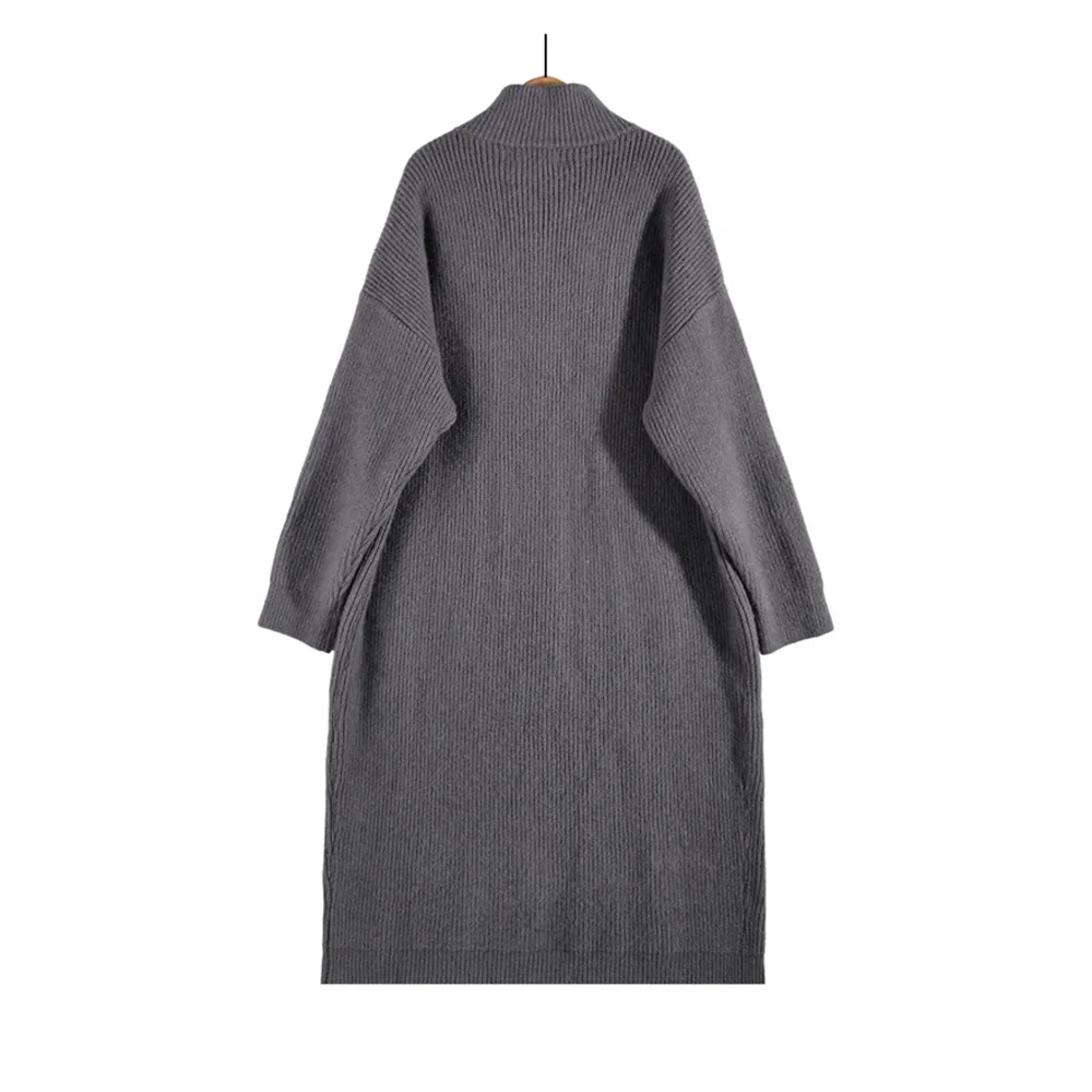 Wholesale Price Stand Collar Knitted Open Cardigans Sweaters With Pockets Winter Batwing Sleeves Women Coats