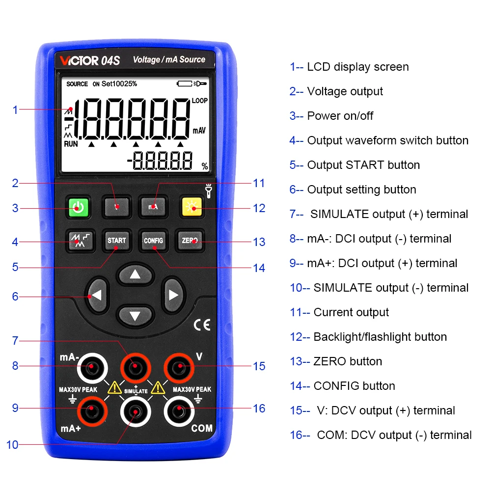 VICTOR RuoShui 04S HIGH-PRECISION DIGITAL Voltage/mA Source 10V Voltage Output 30mA Current Simulation Calibrator 0.05% Accuracy