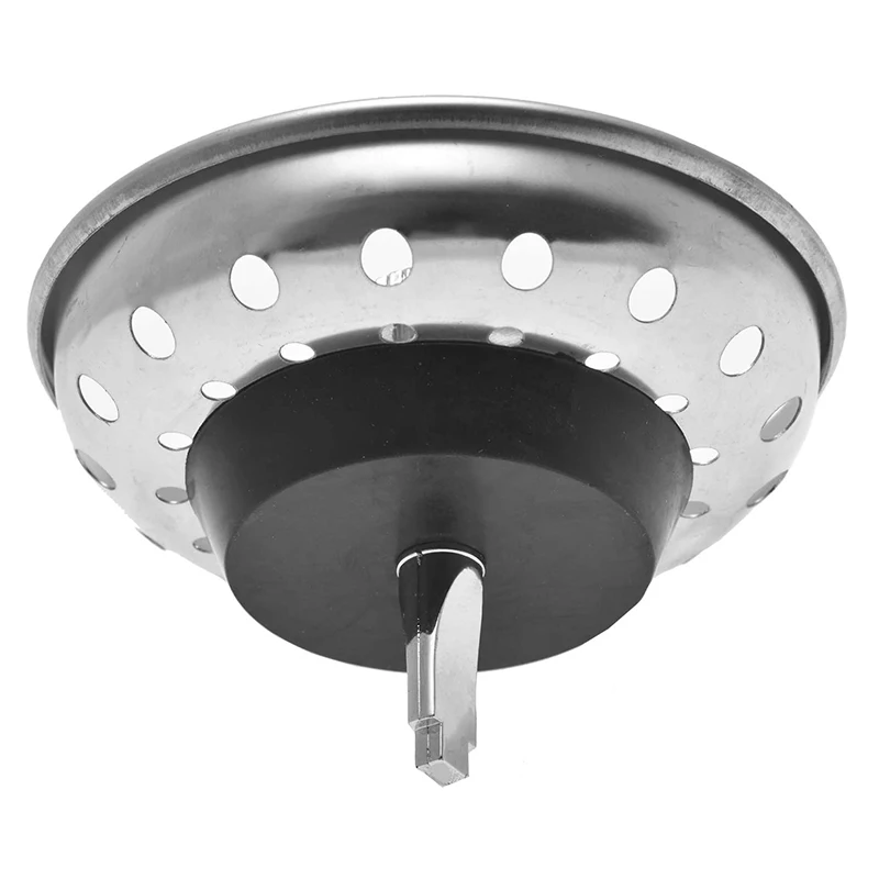 Kitchen Sink Strainer and Stopper Comb Basket, Sink Garbage Disposal Mesh Basket with Plastic Knob, Rubber Stopper Bottom