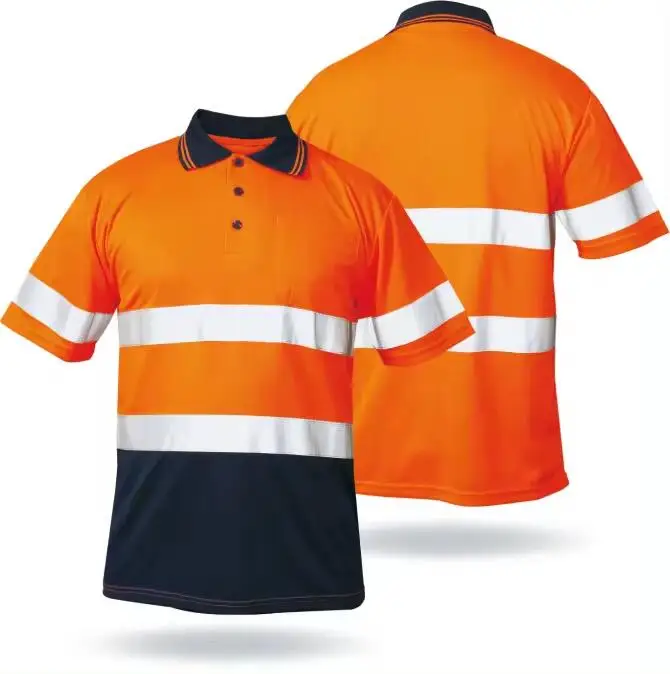 LX Hi Vis Safety T-shirt Short Sleeve Reflective Polo Shirt Fluorescent Yellow Orange Safety T-shirt