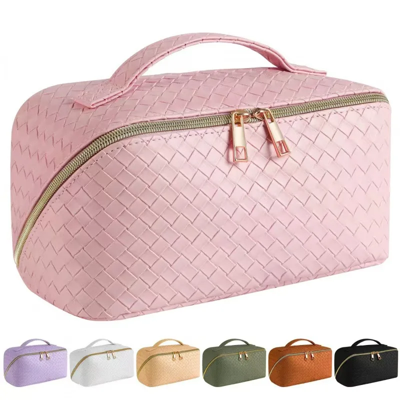 Wholesale Toiletry Travel Large Capacity Pu Pillow Leather Cosmetic Makeup Bag Cosmetic Case With Zipper