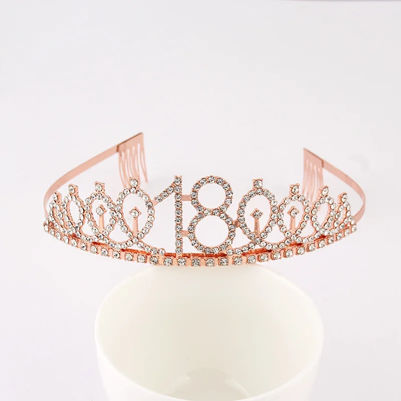 Wholesale Price Birthday Party Prom Age Digital Tiara Birthday Cake Queen Rhinestone Crown
