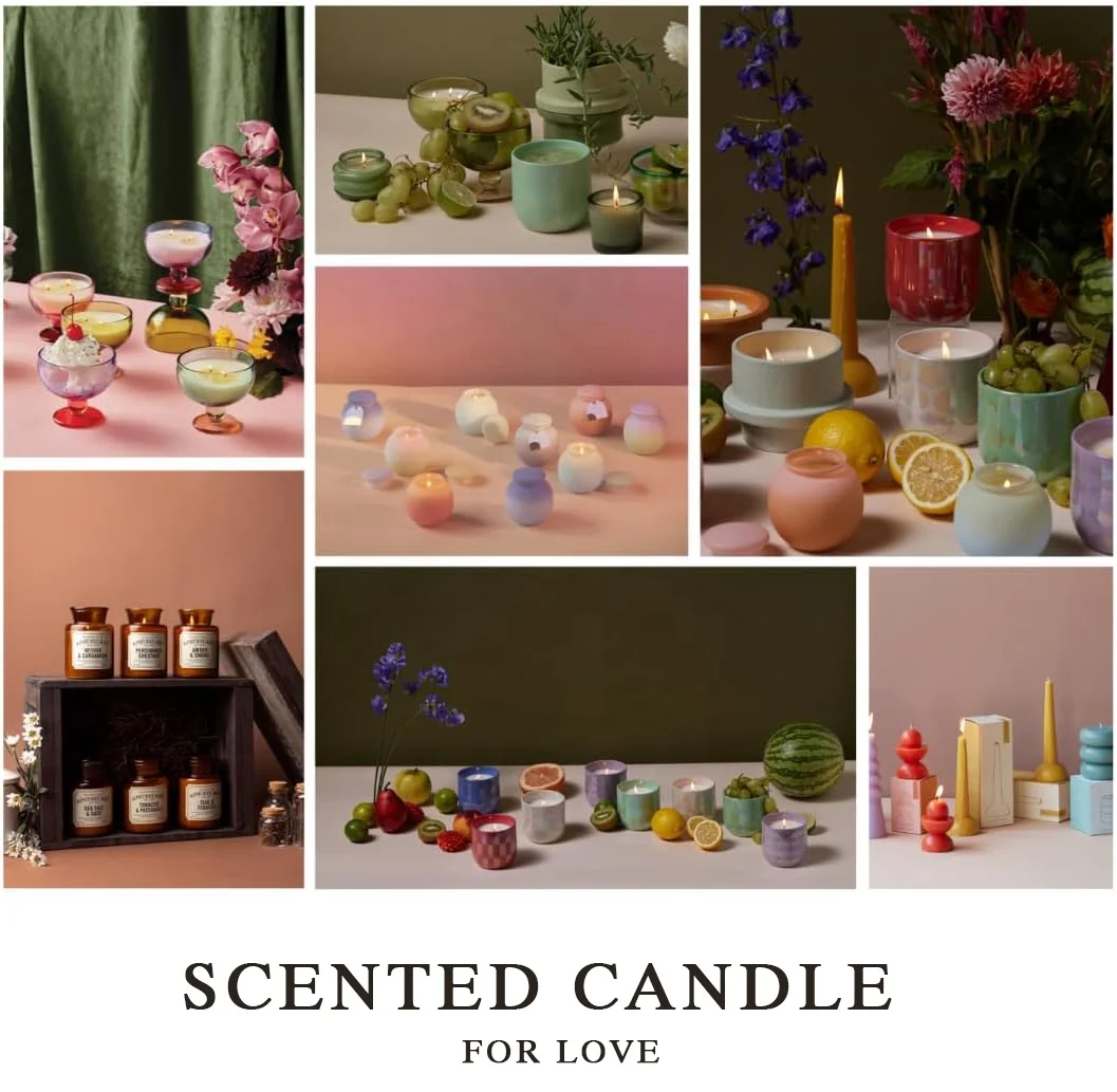 Hot selling Soy wax Scented Candles 8-Ounce Tobacco & Patchouli Old-world inspired apothecary bottles in amber glass