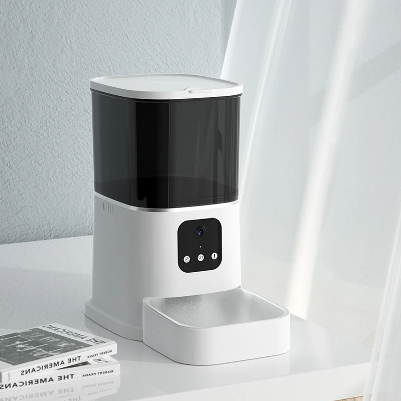 6L Large Capacity New Smart Wifi Remote Control Pet Feeder Microchip Automatic Pet Feeder With Camera