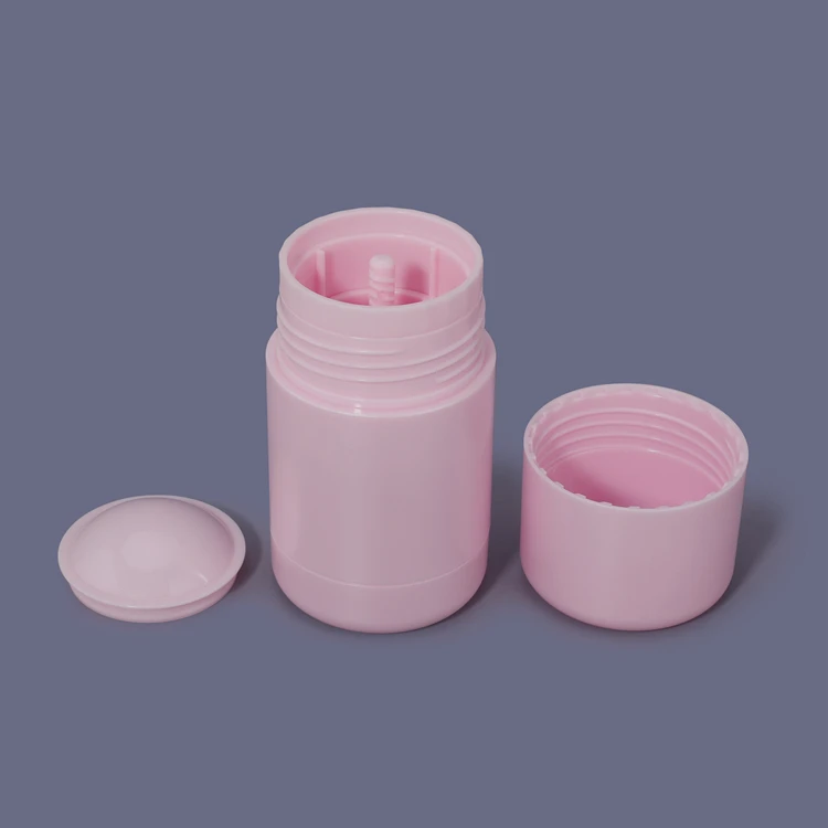 Empty round shape white pink green 30g 50g cosmetic packaging deodorant stick plastic deodorant container with twist up cover