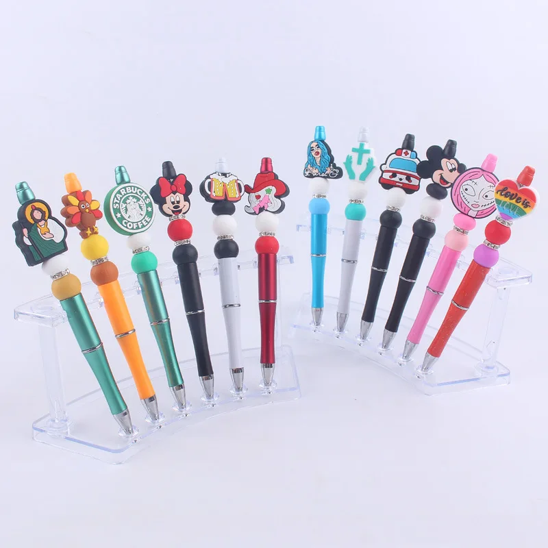Custom Supplies Focal Charms Printed Beaded Keychain Pen Plastic Bead Pens Beads Blanks Pen
