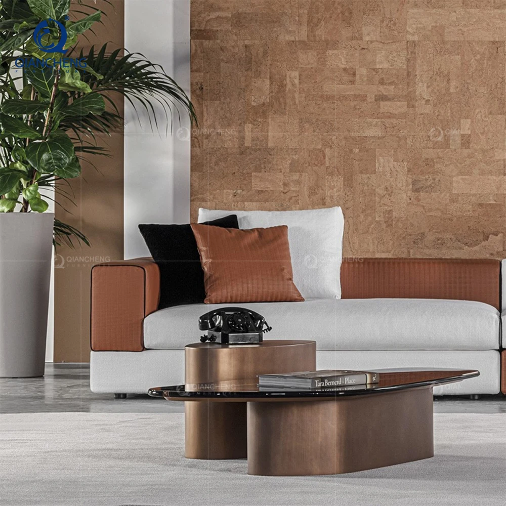 Custom furniture foshan nesting round end side coffee table gold stainless steel  living room marble coffee table set luxury