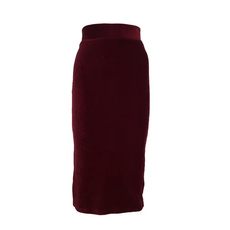 
Elegant Fashion Solid Ladies Knitted Pencil Slim-Fit Maxi Sexy High Waist Skirt 