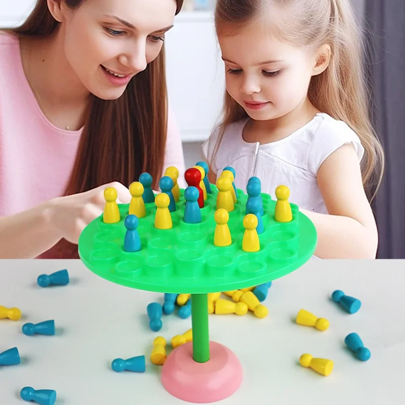 Two Players Interactive Wooden Doll Balance Tree Game Fun Early Educational Party Toys for Unisex Battle Toy
