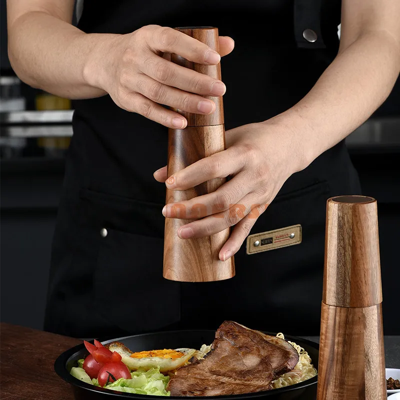 New Style Manual Acacia Wooden Pepper Grinder and Salt Mills, Spice Grinder With Adjustable Coarseness  for Seasoning
