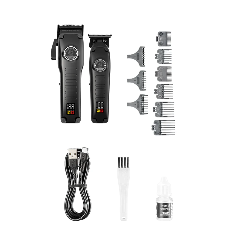 Multifunctional Brushless Motor Hair Trimmer 2pcs km-1827 Pro Electric Bldc Hair Clipper Best Hair Trimmer made in china