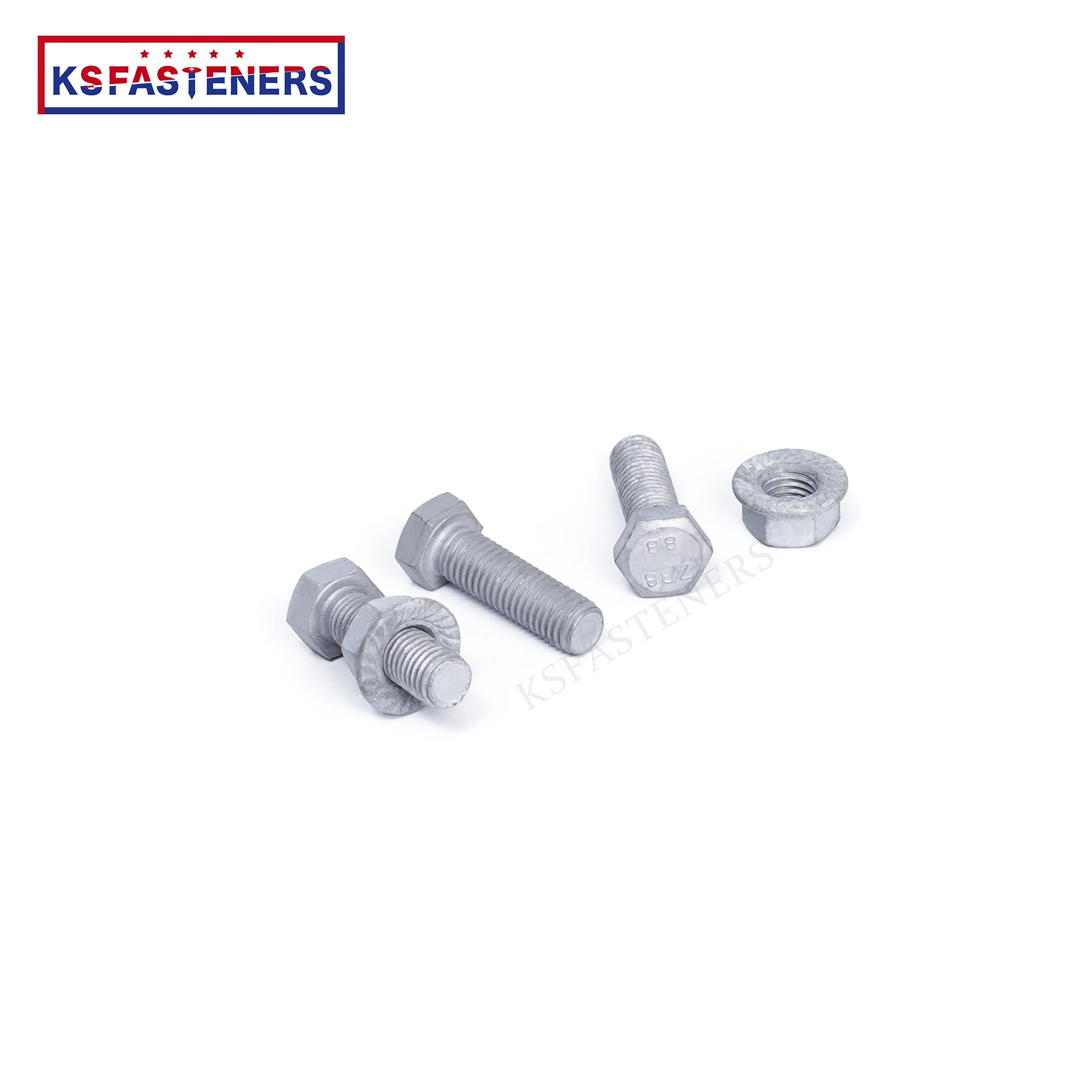 ASTM307 Hexagonal Hex Flat head Bolt Screw Carbon Steel Hot-dip Galvanized constructional solar