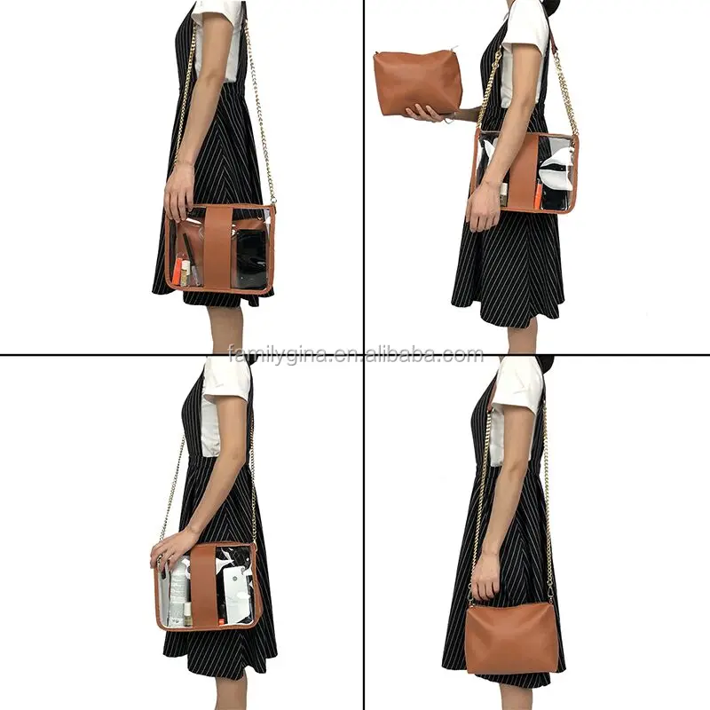 In Stock PVC Transparent Sidelines Clear Purse Women Personalized Clear Crossbody Stadium Purse