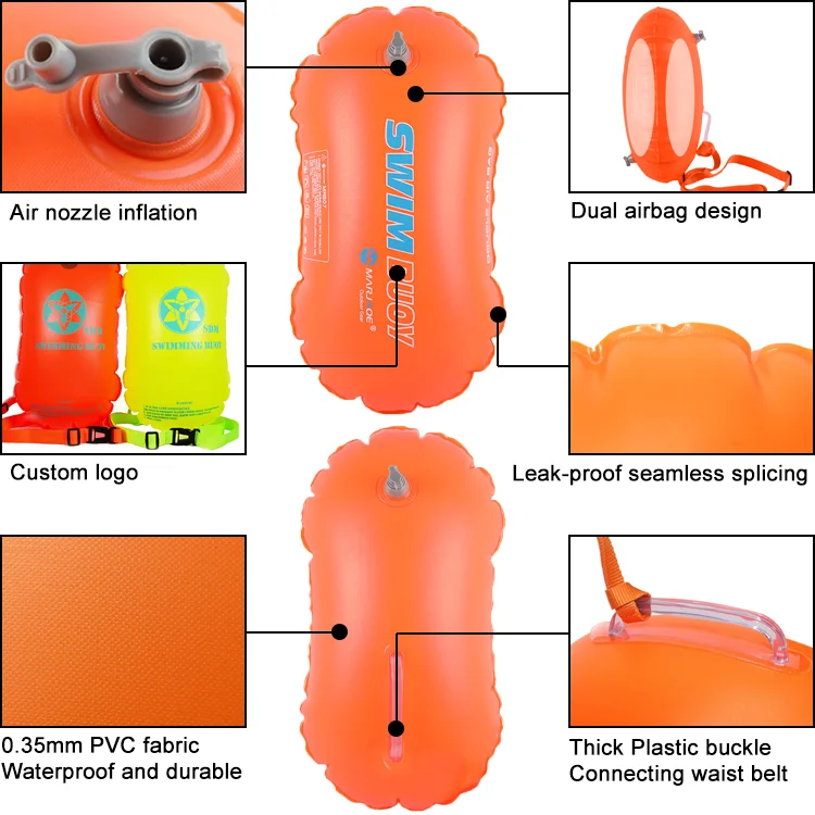 PVC Dual Airbags Safety Swimming Buoy Float Air Dry Bag Inflatable Float Lifesaving Water Sport Swim Buoyancy Bag