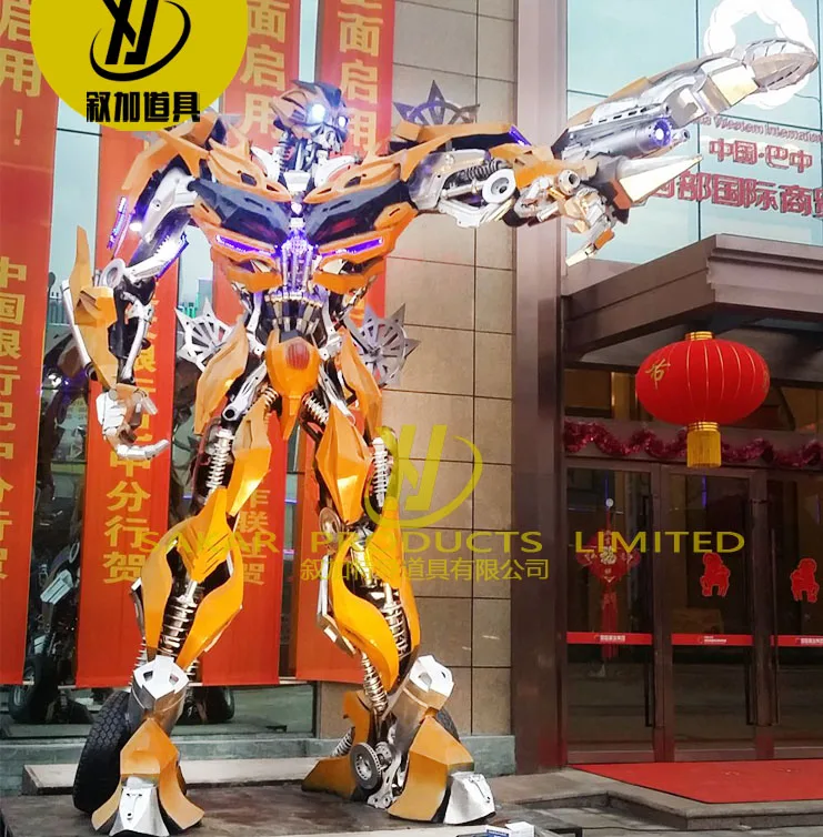 
Custom large outdoor iron stainless steel transformer statue metal robot sculptures landscaping 