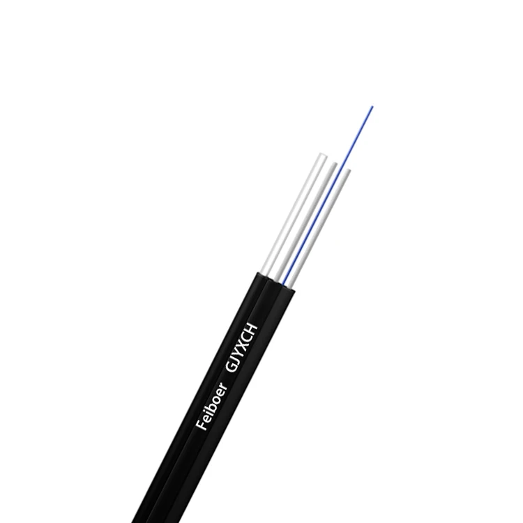  Manufacturing Fibra optica 4 core 1F 2F FO g652d G657 fibra e-glass yarn lszh sheath fiber optic drop
