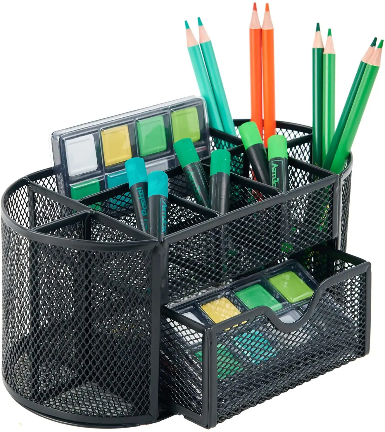 
Promotional Portable Iron Metal Mesh Students Desk Organizer With Sliding Drawer 