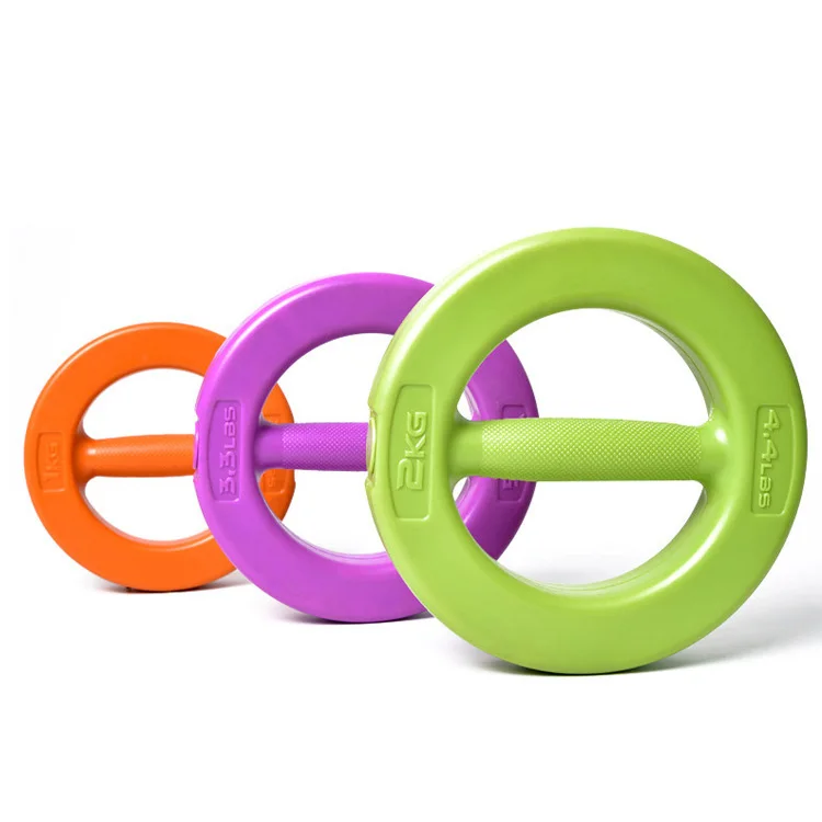 Yoga Training Women PVC Round Cement Dumbbell Exercise Circle Kettlebell Ring Hand Bell cement round cheap adjustable dumbbell