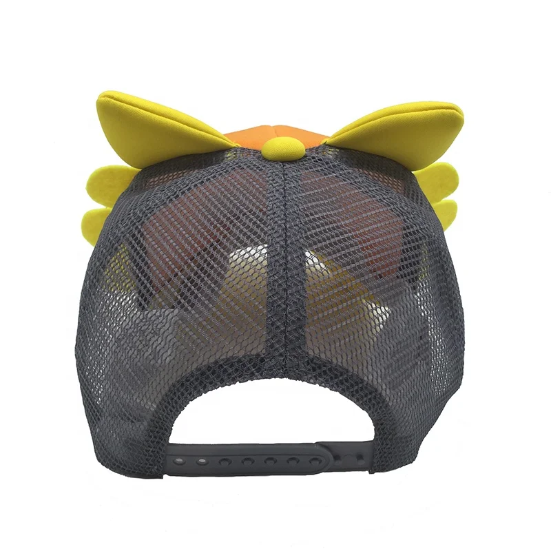 Custom Cartoon anime monster polyester 5 panel baby mesh trucker cap baseball cap for kids