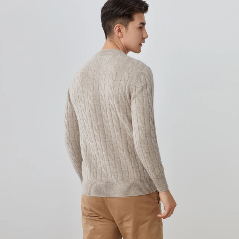 2022 new style autumn winter 100 cashmere men sweaters o-neck solid thick pullovers casual