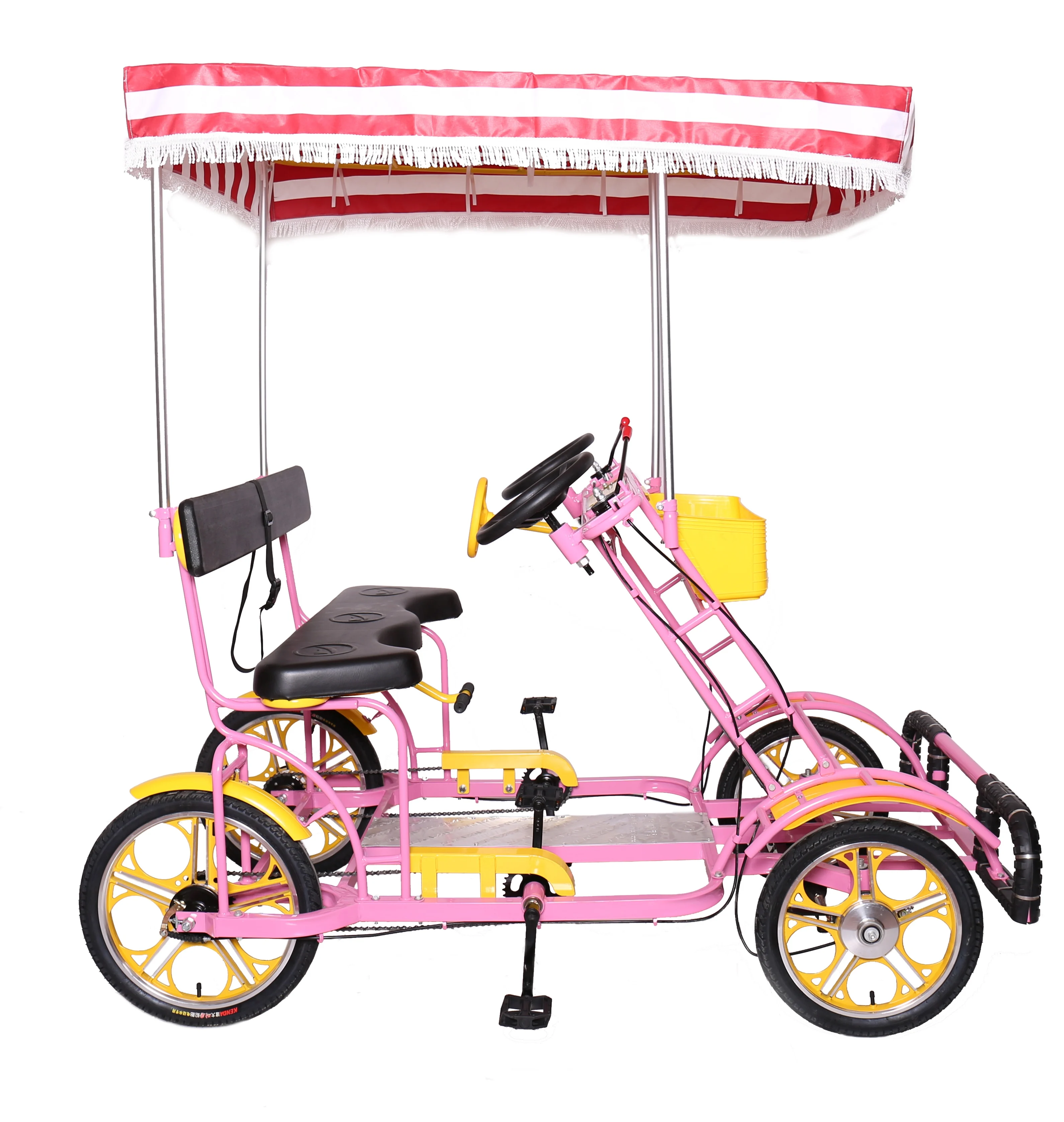 Luxurious Bicicleta 2 Person Tandem Surrey Quadricycle Sightseeing Bike For Park Rent