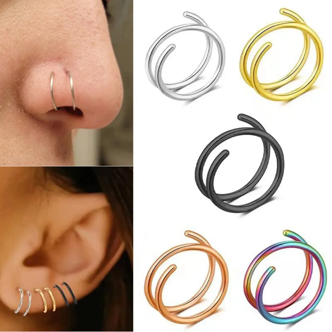 Stainless Steel Hypoallergenic Septum Nose Piercing Double Helix Cartilage Rook Hoop Earring Body Piercing Jewelry Nose Ring