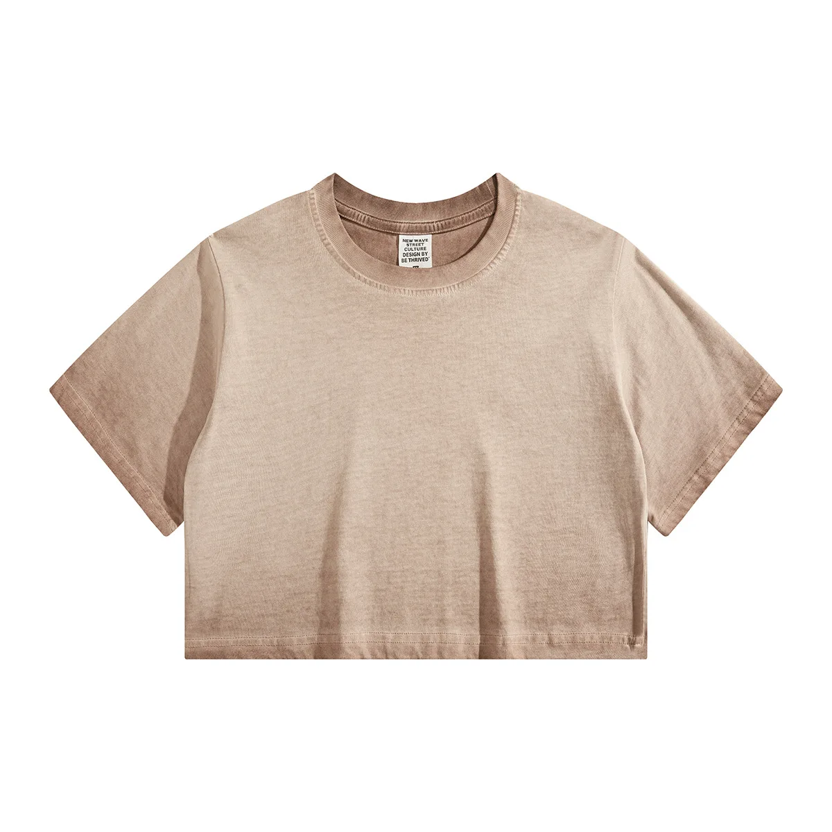 Women Crop Top Tshirt Women Ombre Color Gradient Print T-shirt Women Acid Wash Plain Loose Casual Tee Cotton Cropped T shirt