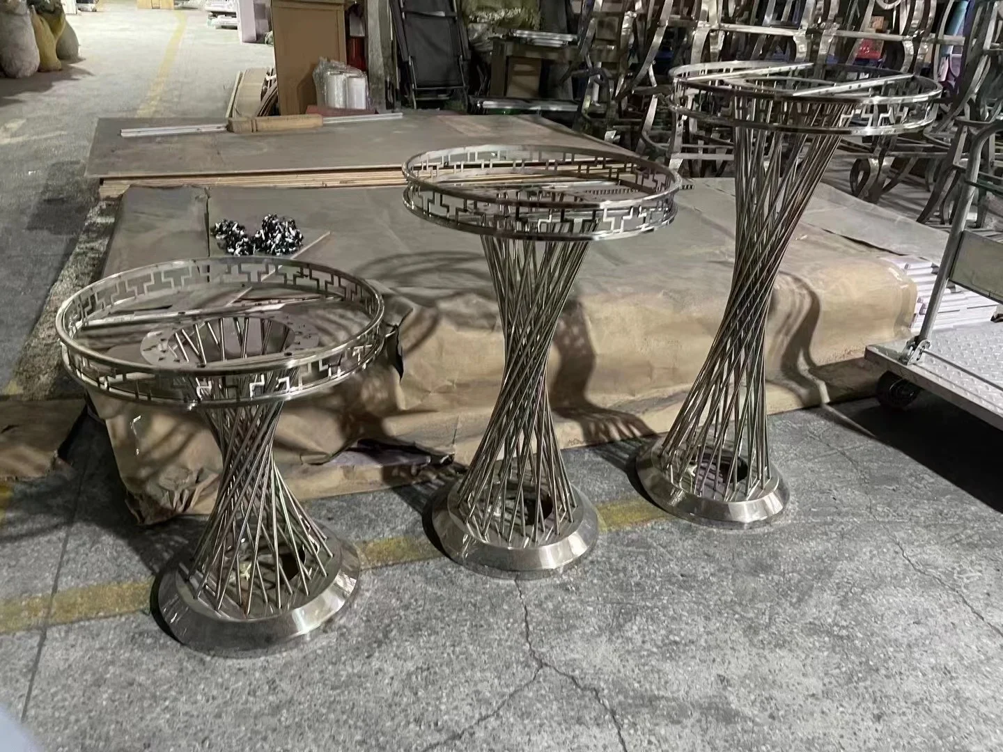 party rental used square stainless steel plinth cake table flower stand pedestal for wedding decoration