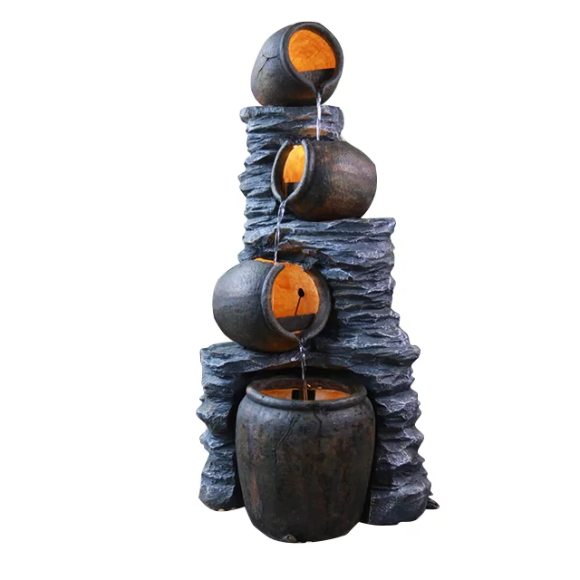 Hot sale garden decor indoor LED light antique Stone Water Fountain
