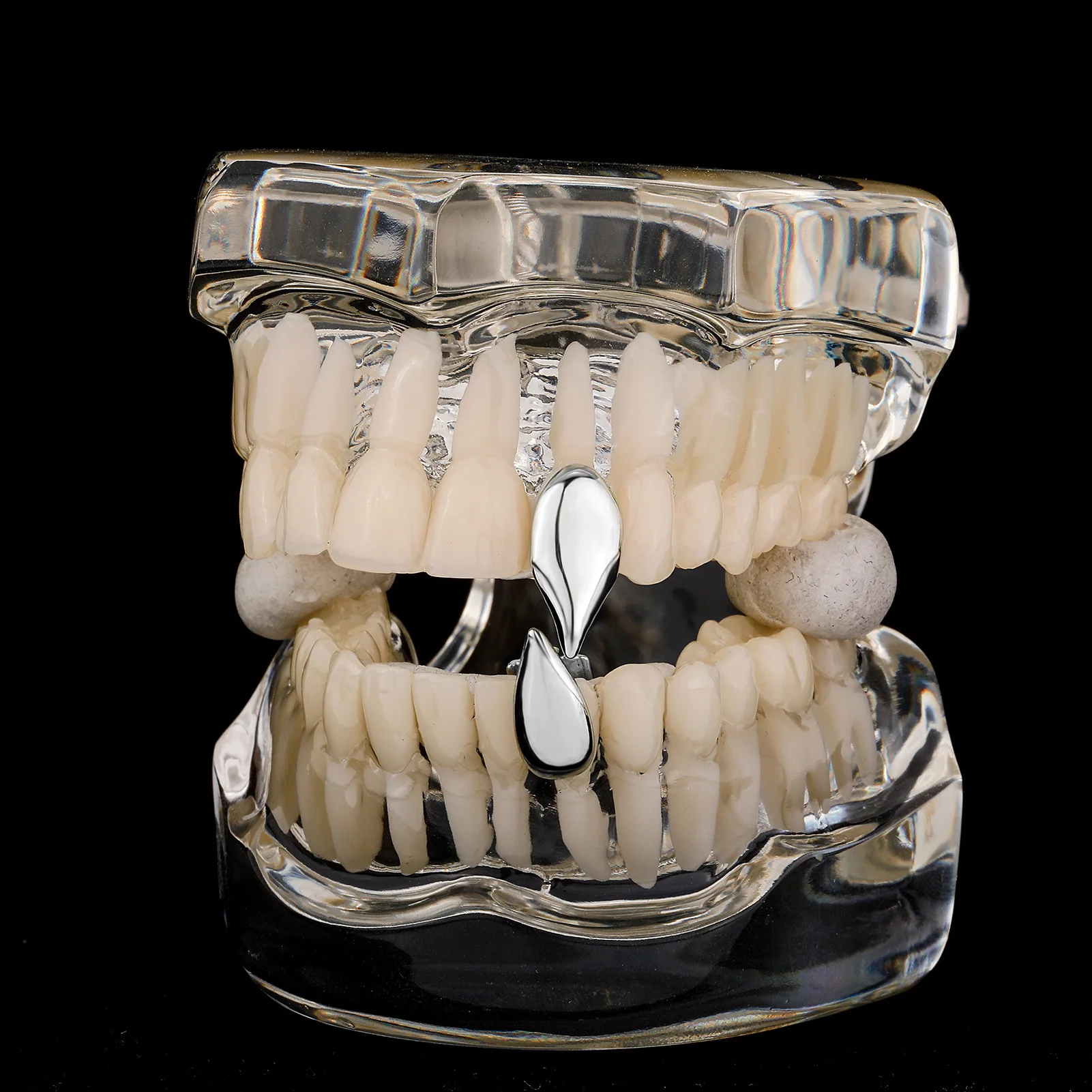 Hot sale hip hop braces single diamond set cool golden braces Dientes Grillz Set