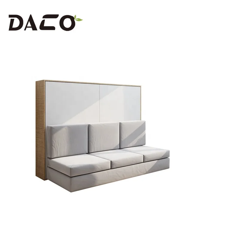 Factory Price Studio Horizontal Tilting Cabinet Particle Board Plywood Material Wall Mounted Folding Bed With Sofa