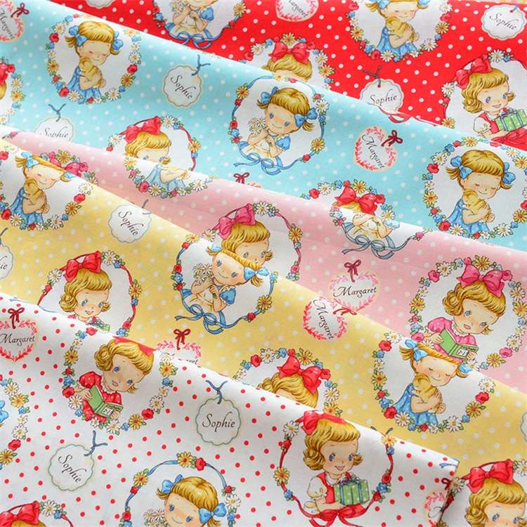 Factory Supplier Muti Color Cartoon Printed Lovely Girl Strawberry Printing 100% Cotton Twill Fabric Pure Cotton Fabric