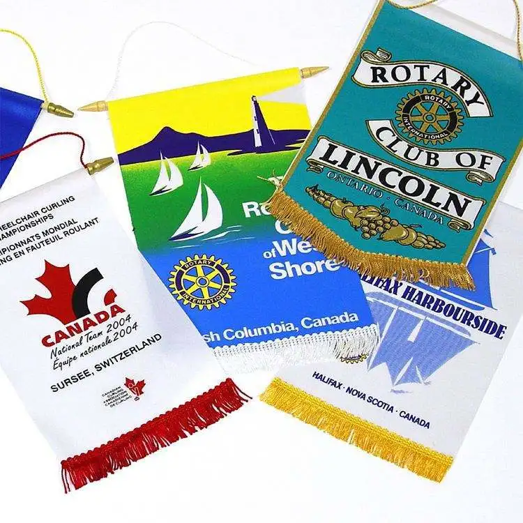 Custom Logo Mini Double Sided Football Soccer Club Fans Exchange Chicago Team Canvas Wall Decoration Hanging Flag Banner Pennant