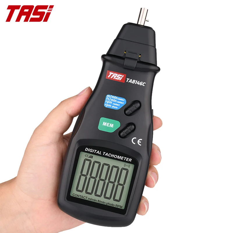 TASI TA8146C Tachometer Contact/Non-contact LCD Speed Meter 2.5-99 999 RPM