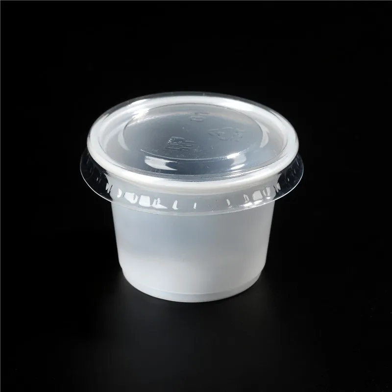 4 oz 120 ml food grade PS white translucent round disposable plastic sauce cup with lid