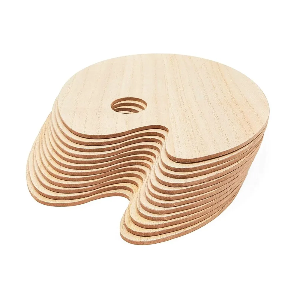 China Wholesale High Quality Unfinished wood Oval Shaped Wooden Non-Stick Oil wooden paint pallets