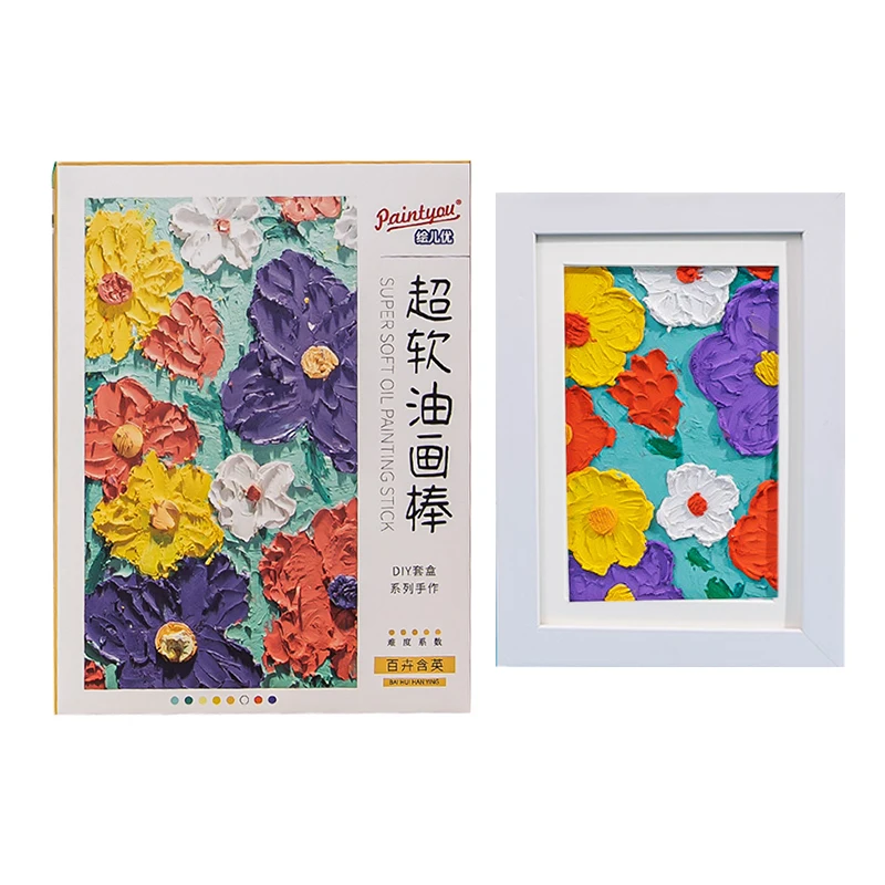 2022 New Products Hot Sale DIY Paint Oil Painting Kit for Kids & Adults Drawing Oil Pastel Artwork with Frame Gift Box