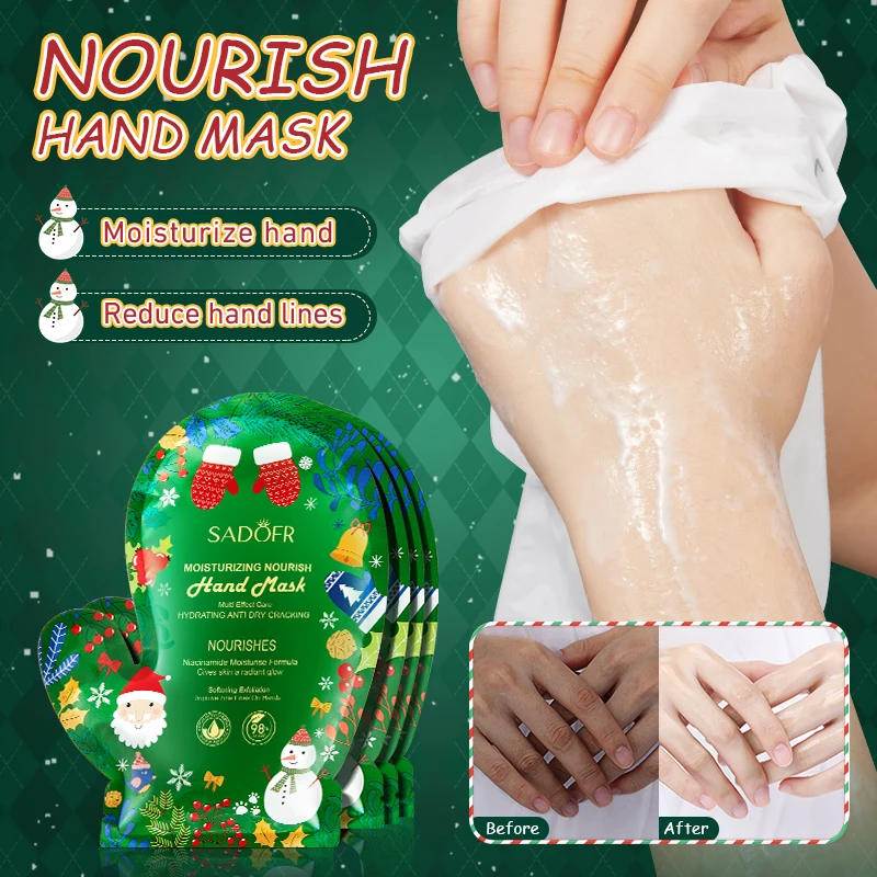 OEM SADOER Private Label Christmas Nicotinamide Brightening Whitening Exfoliate Aloe Vera Moisturizing Skin Feet Hand Mask
