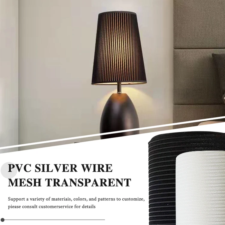 Wholesale Cheap Price PVC Lampshade Materials Cylindric Simple Pendant Floor Lamp PVC Silver Wire Mesh Lamp Shade