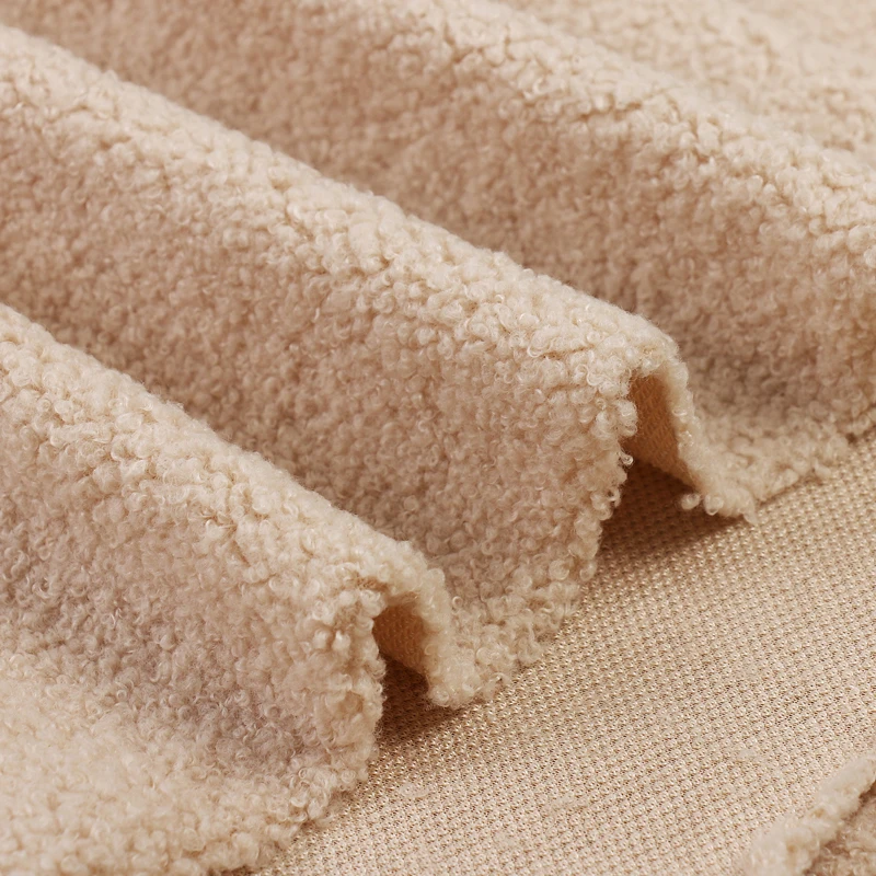 FANXIE  100% polyester fabric knitted teddy bear fur fabric sherpa fleece stretch velvet fabric for animal plush slipper