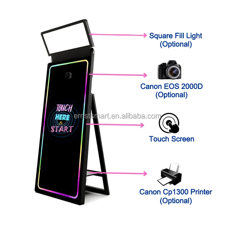 Camera And Printer A Magic Mirror Photo booth Shell The Wedding Photo Booth Kiosk Portable Case Stand With